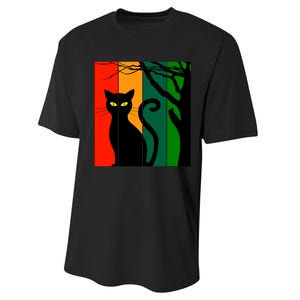 Retro Halloween Cat Performance Sprint T-Shirt