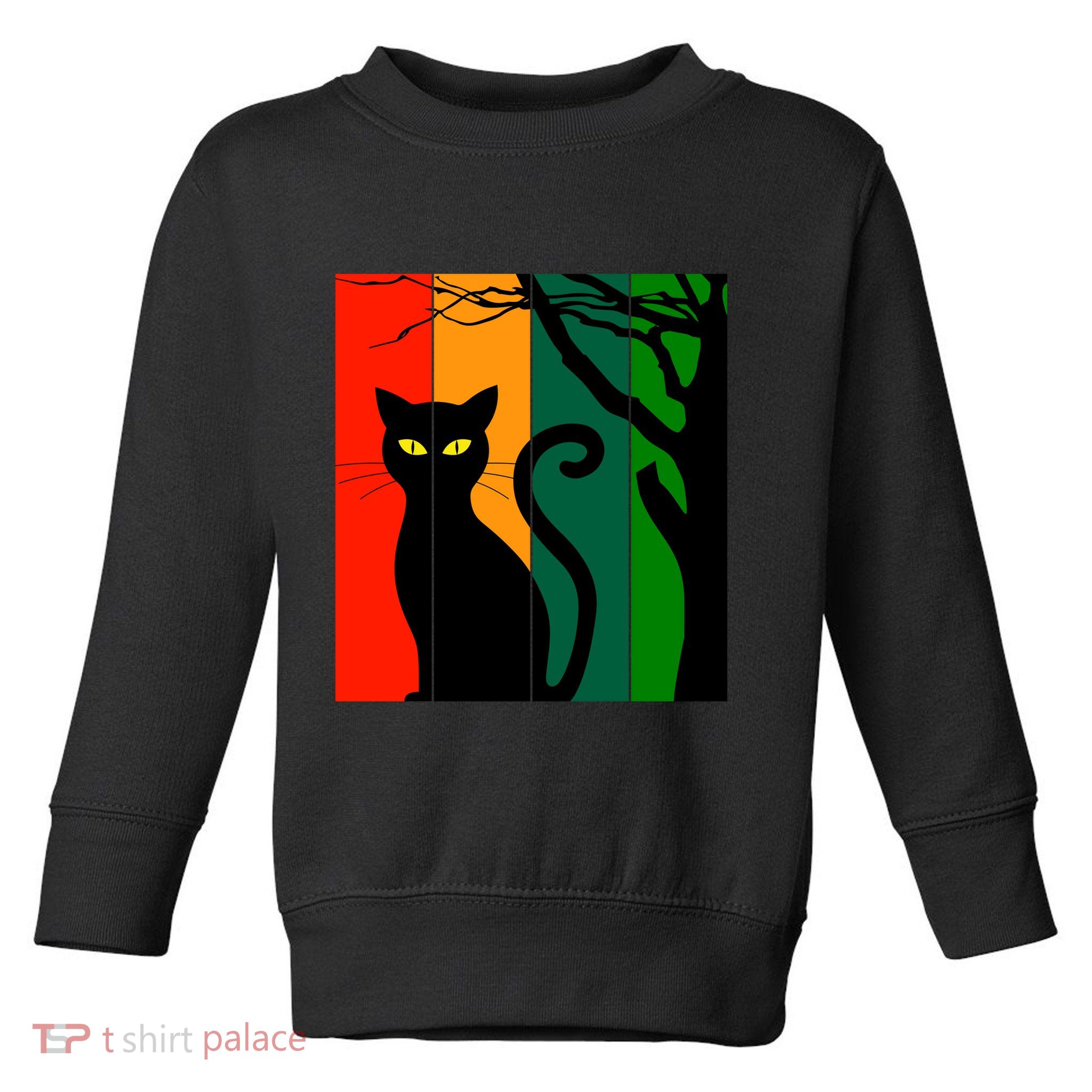 Retro Halloween Cat Toddler Sweatshirt