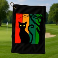 Retro Halloween Cat Golf Towel