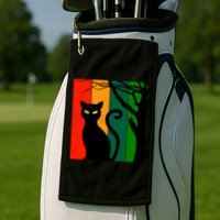 Retro Halloween Cat Golf Towel