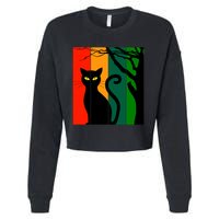 Retro Halloween Cat Cropped Pullover Crew