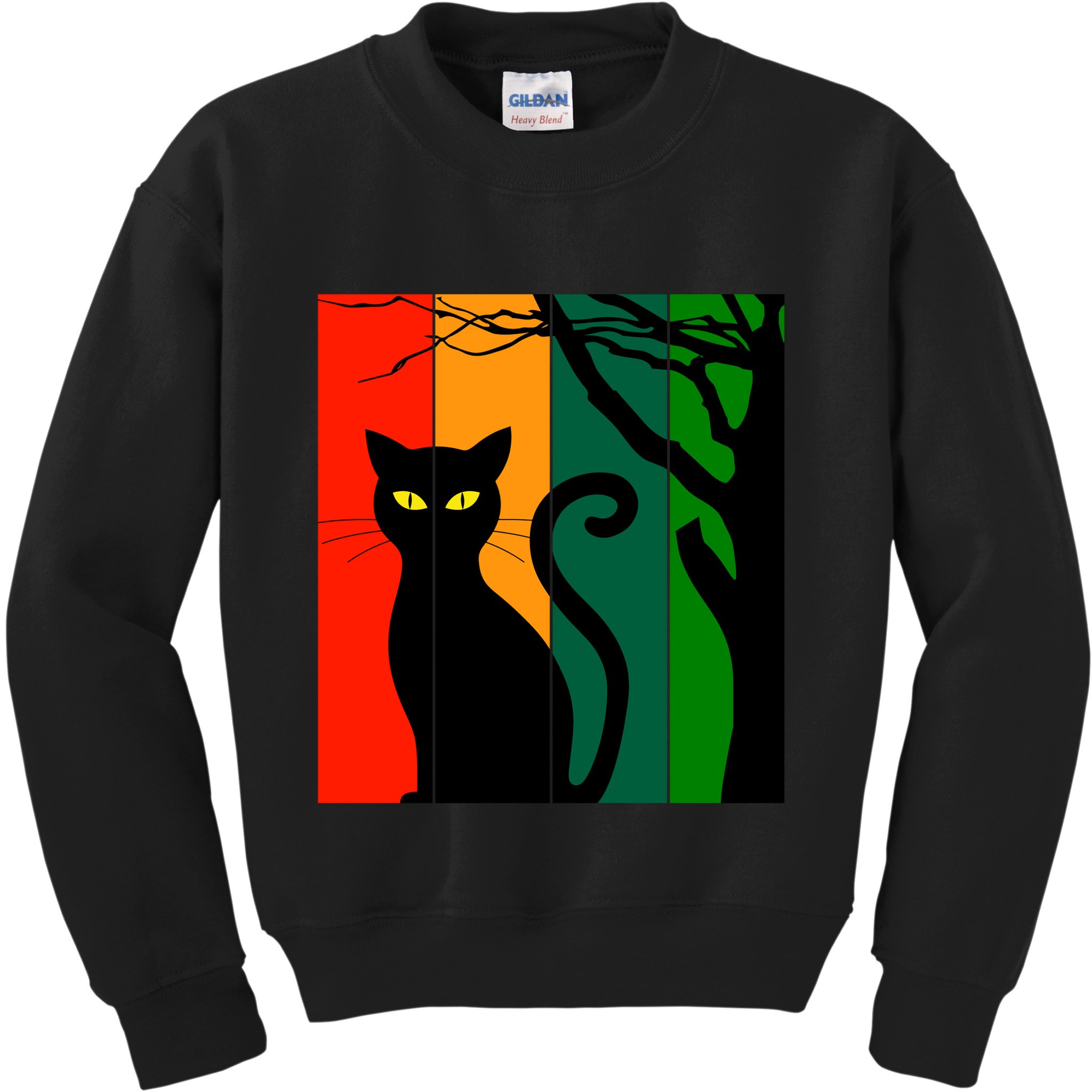 Retro Halloween Cat Kids Sweatshirt