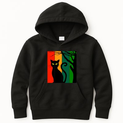 Retro Halloween Cat Kids Hoodie