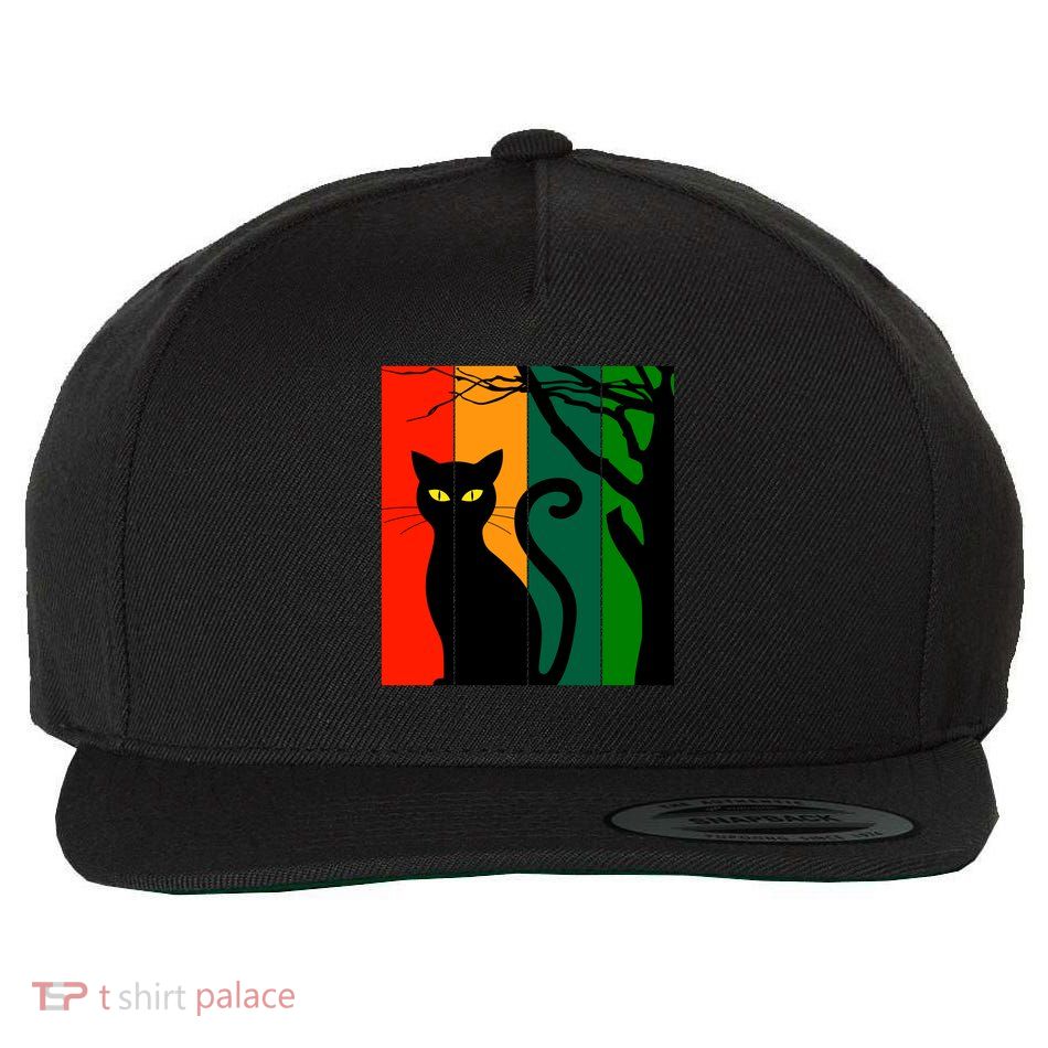 Retro Halloween Cat Wool Snapback Cap