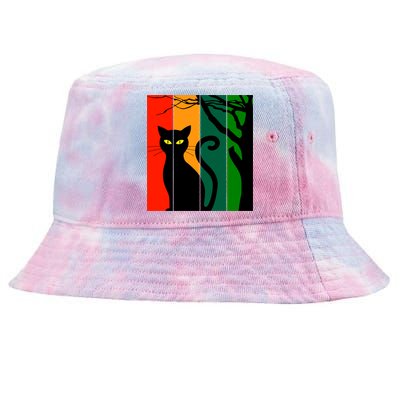 Retro Halloween Cat Tie-Dyed Bucket Hat