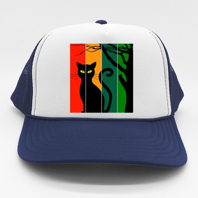 Retro Halloween Cat Trucker Hat