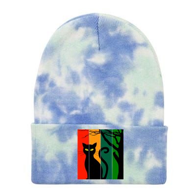 Retro Halloween Cat Tie Dye 12in Knit Beanie