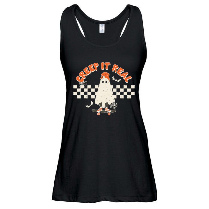 Retro Halloween Creep It Real Vintage Ghost Halloween Ladies Essential Flowy Tank