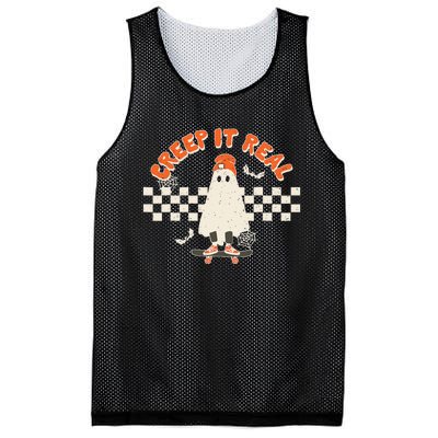 Retro Halloween Creep It Real Vintage Ghost Halloween Mesh Reversible Basketball Jersey Tank