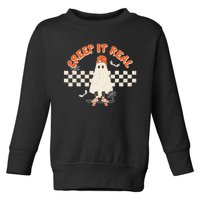 Retro Halloween Creep It Real Vintage Ghost Halloween Toddler Sweatshirt