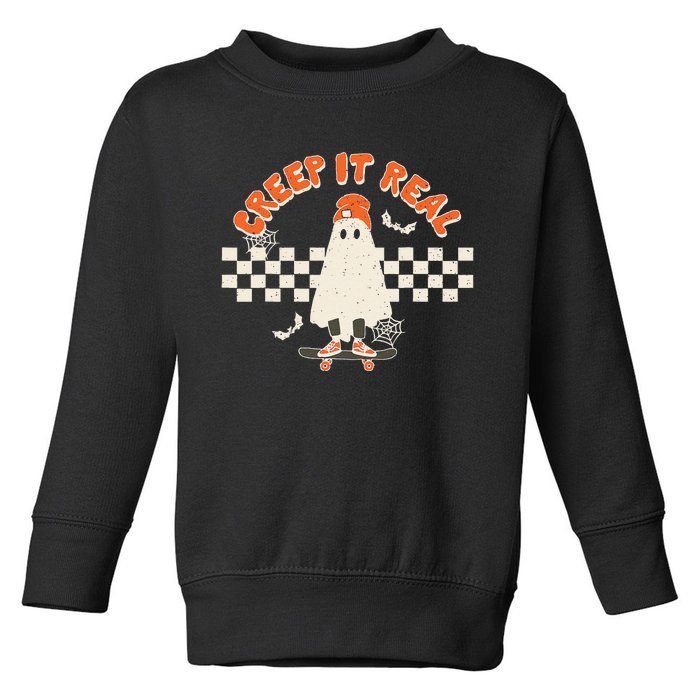 Retro Halloween Creep It Real Vintage Ghost Halloween Toddler Sweatshirt