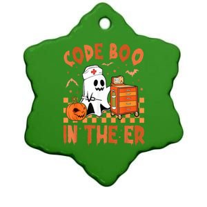 Retro Halloween Code Boo In The Er Icu Nurses Boojee Ghost Gift Ceramic Star Ornament