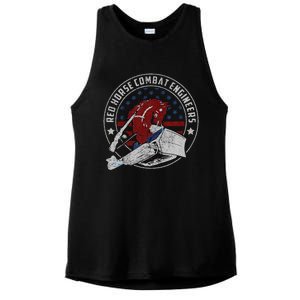 Red Horse Combat Engineer Us Military Ladies PosiCharge Tri-Blend Wicking Tank