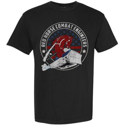 Red Horse Combat Engineer Us Military Garment-Dyed Heavyweight T-Shirt