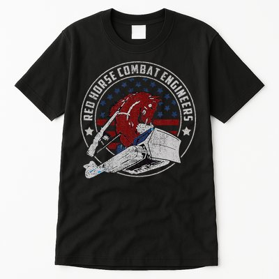 Red Horse Combat Engineer Us Military Tall T-Shirt