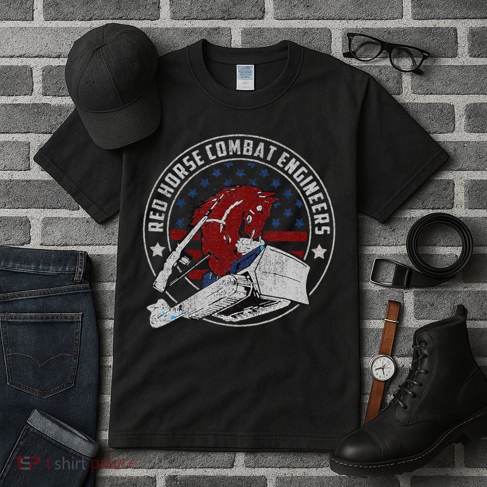 Red Horse Combat Engineer Us Military Tall T-Shirt