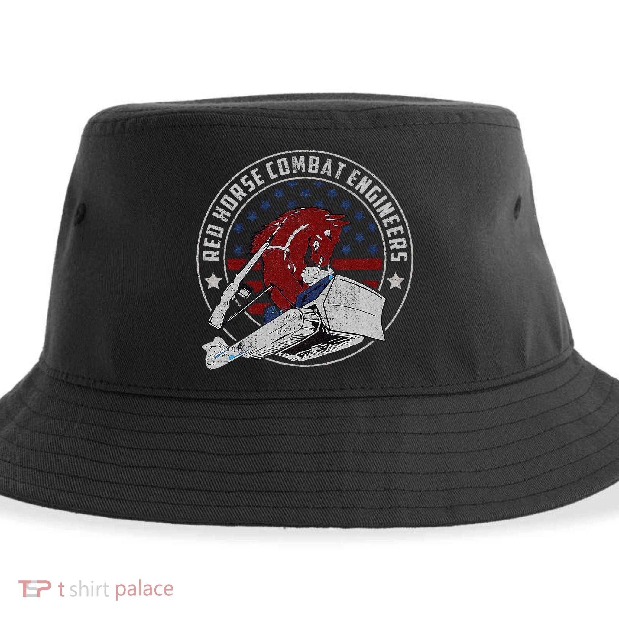 Red Horse Combat Engineer Us Military Sustainable Bucket Hat