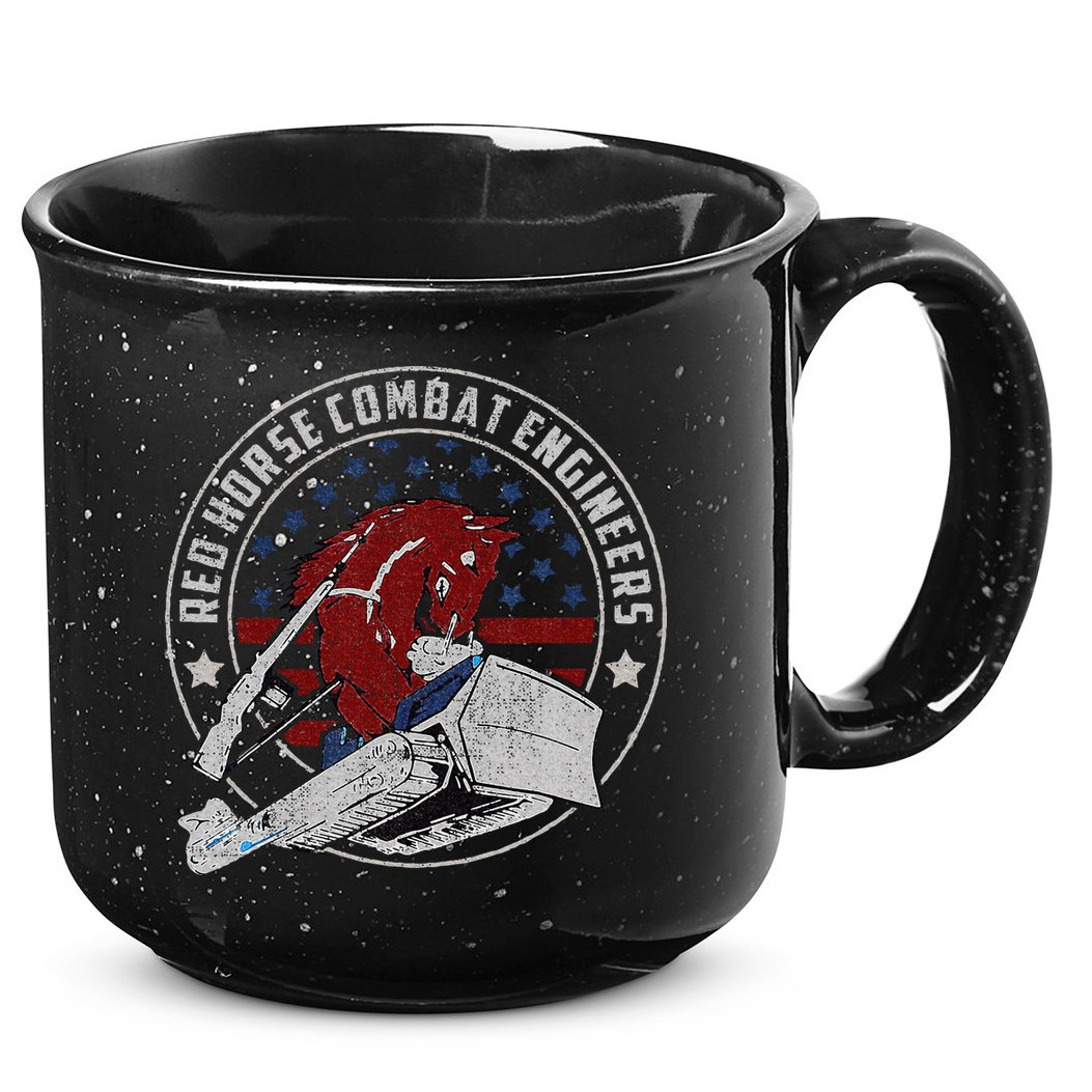 Red Horse Combat Engineer Us Military 15oz Campfire Ceramic Mug