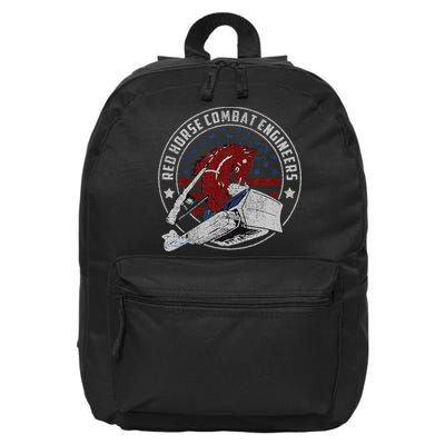 Red Horse Combat Engineer Us Military 16 in Basic Backpack