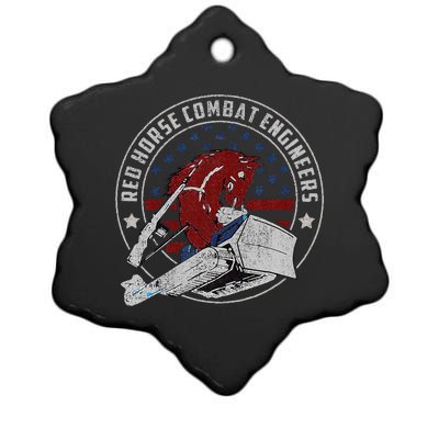 Red Horse Combat Engineer Us Military Ceramic Star Ornament