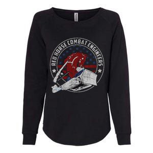 Red Horse Combat Engineer Us Military Womens California Wash Sweatshirt