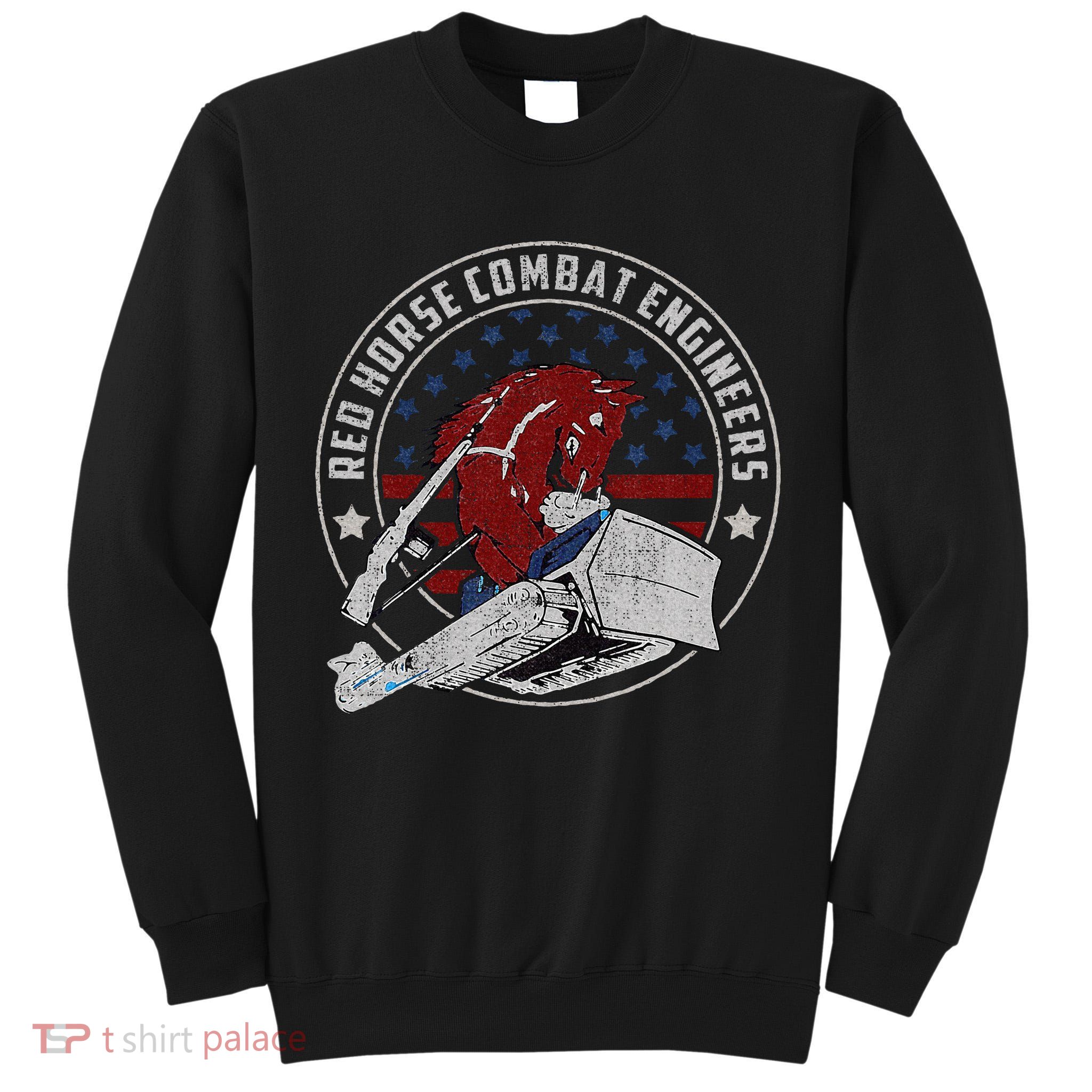 Red Horse Combat Engineer Us Military Tall Sweatshirt