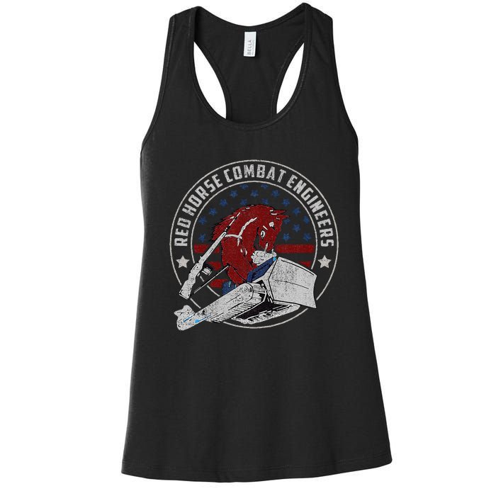 Red Horse Combat Engineer Us Military Women's Racerback Tank