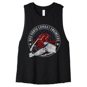 Red Horse Combat Engineer Us Military Women's Racerback Cropped Tank