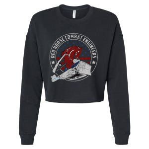 Red Horse Combat Engineer Us Military Cropped Pullover Crew