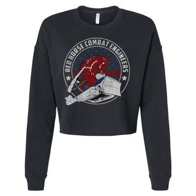Red Horse Combat Engineer Us Military Cropped Pullover Crew