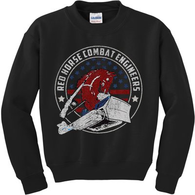 Red Horse Combat Engineer Us Military Kids Sweatshirt