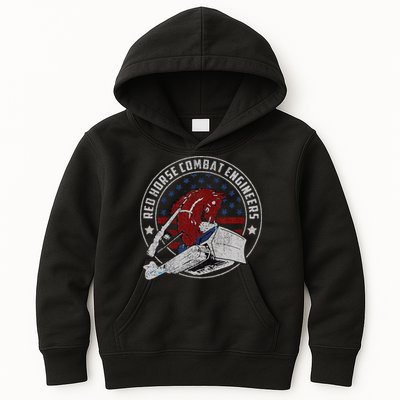 Red Horse Combat Engineer Us Military Kids Hoodie
