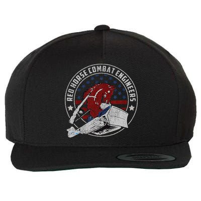 Red Horse Combat Engineer Us Military Wool Snapback Cap