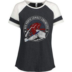 Red Horse Combat Engineer Us Military Enza Ladies Jersey Colorblock Tee