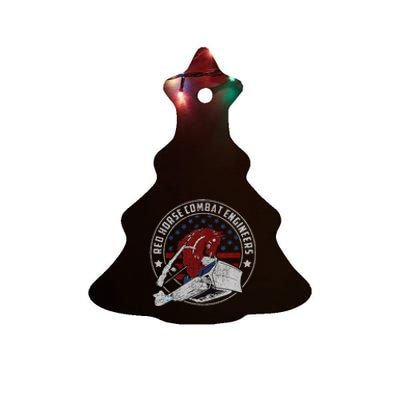 Red Horse Combat Engineer Us Military Ceramic Tree Ornament