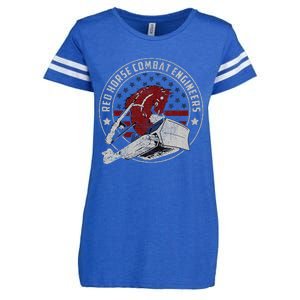 Red Horse Combat Engineer Us Military Enza Ladies Jersey Football T-Shirt