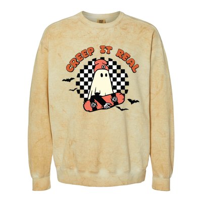 Retro Halloween Creep It Real Vintage Ghost Halloween Colorblast Crewneck Sweatshirt