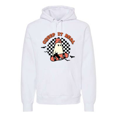 Retro Halloween Creep It Real Vintage Ghost Halloween Premium Hoodie