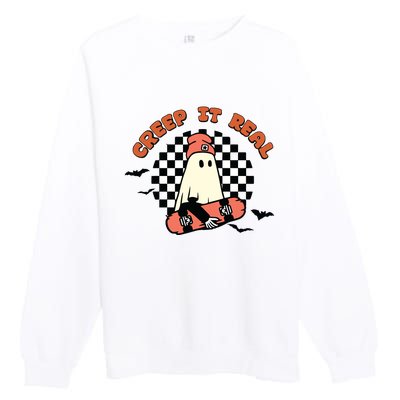 Retro Halloween Creep It Real Vintage Ghost Halloween Premium Crewneck Sweatshirt