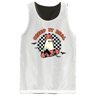 Retro Halloween Creep It Real Vintage Ghost Halloween Mesh Reversible Basketball Jersey Tank