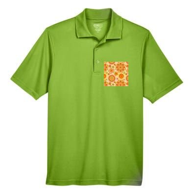 Retro Hippie Colorful Floral Pattern Men's Origin Performance Piqué Polo