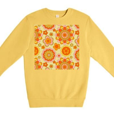 Retro Hippie Colorful Floral Pattern Premium Crewneck Sweatshirt