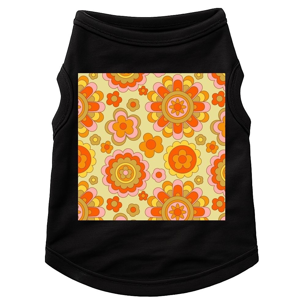 Retro Hippie Colorful Floral Pattern Doggie Tank