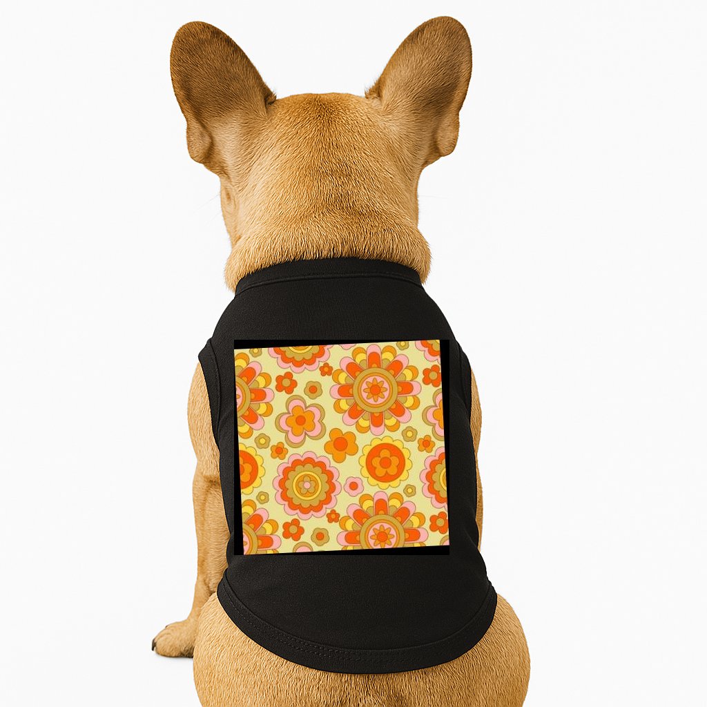 Retro Hippie Colorful Floral Pattern Doggie Tank