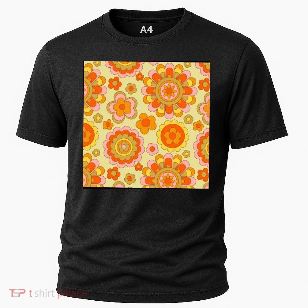Retro Hippie Colorful Floral Pattern Performance Shirt