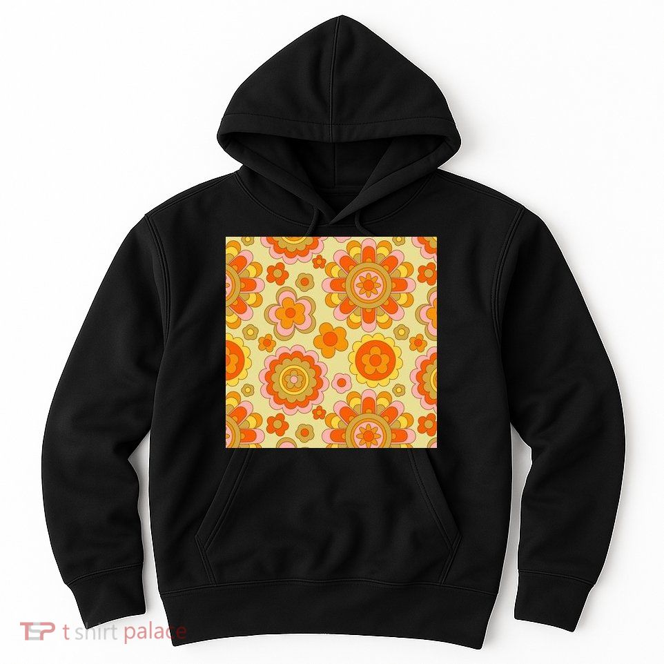 Retro Hippie Colorful Floral Pattern Hoodie