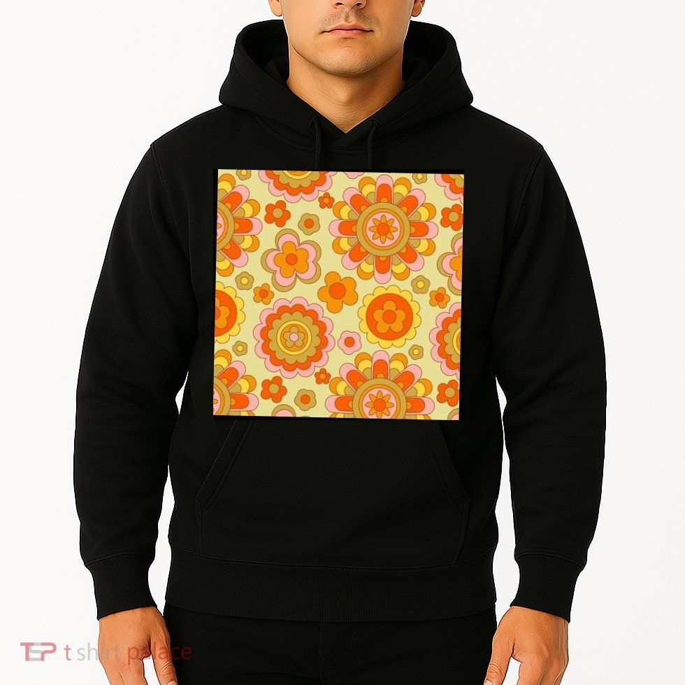 Retro Hippie Colorful Floral Pattern Hoodie