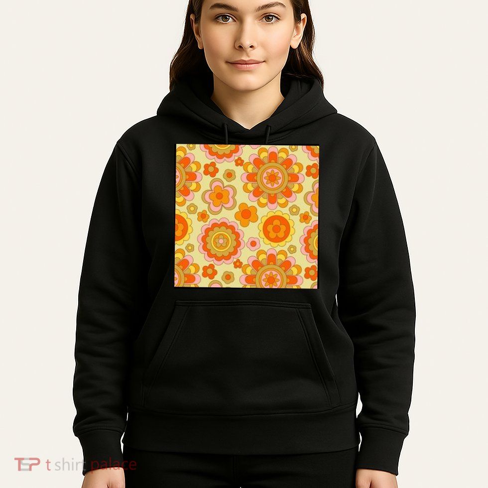 Retro Hippie Colorful Floral Pattern Hoodie