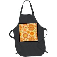 Retro Hippie Colorful Floral Pattern Full-Length Apron With Pockets