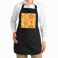 Retro Hippie Colorful Floral Pattern Full-Length Apron With Pockets